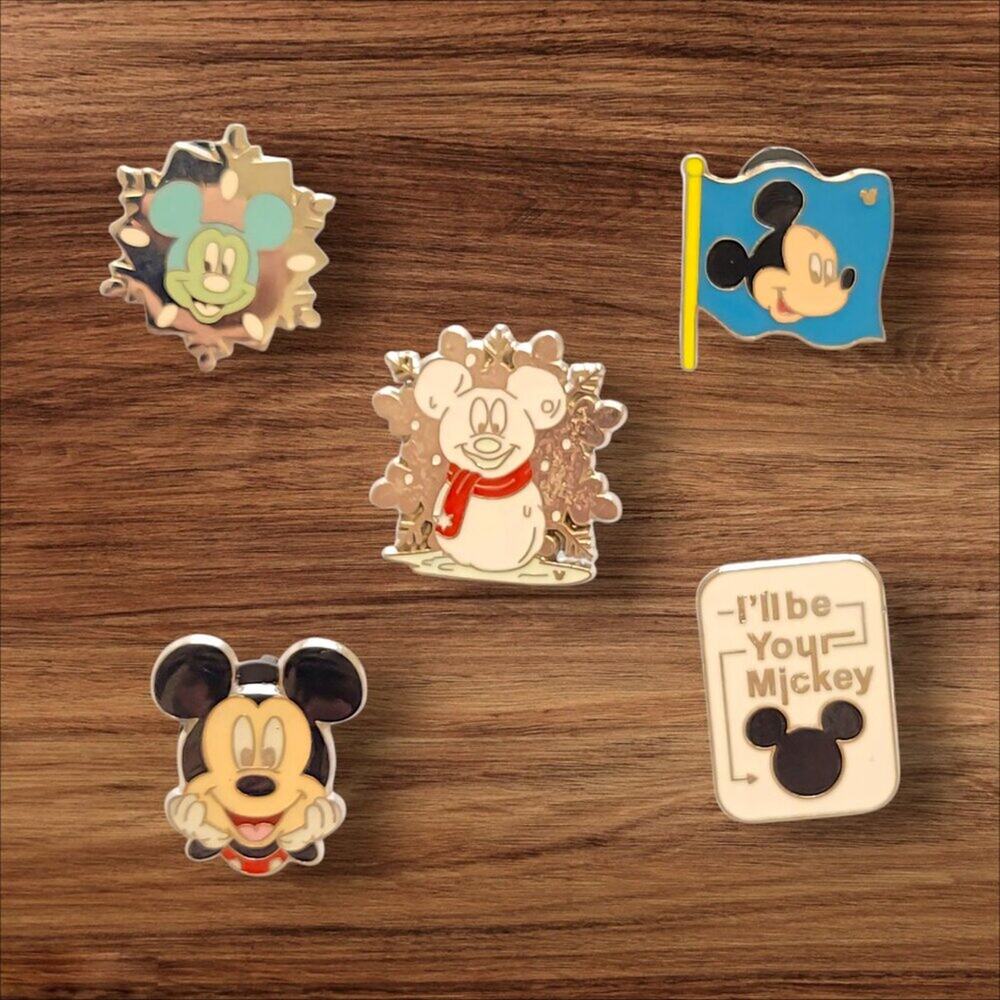 5 Mickey Mouse Disney Parks Trading Pins, Plus 2 Bonus Pins